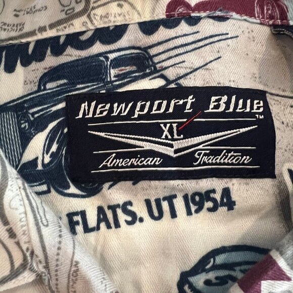 Newport Blue Men's Raceway Short Sleeve Button Down Graphic, Size XL - Picture 7 of 12